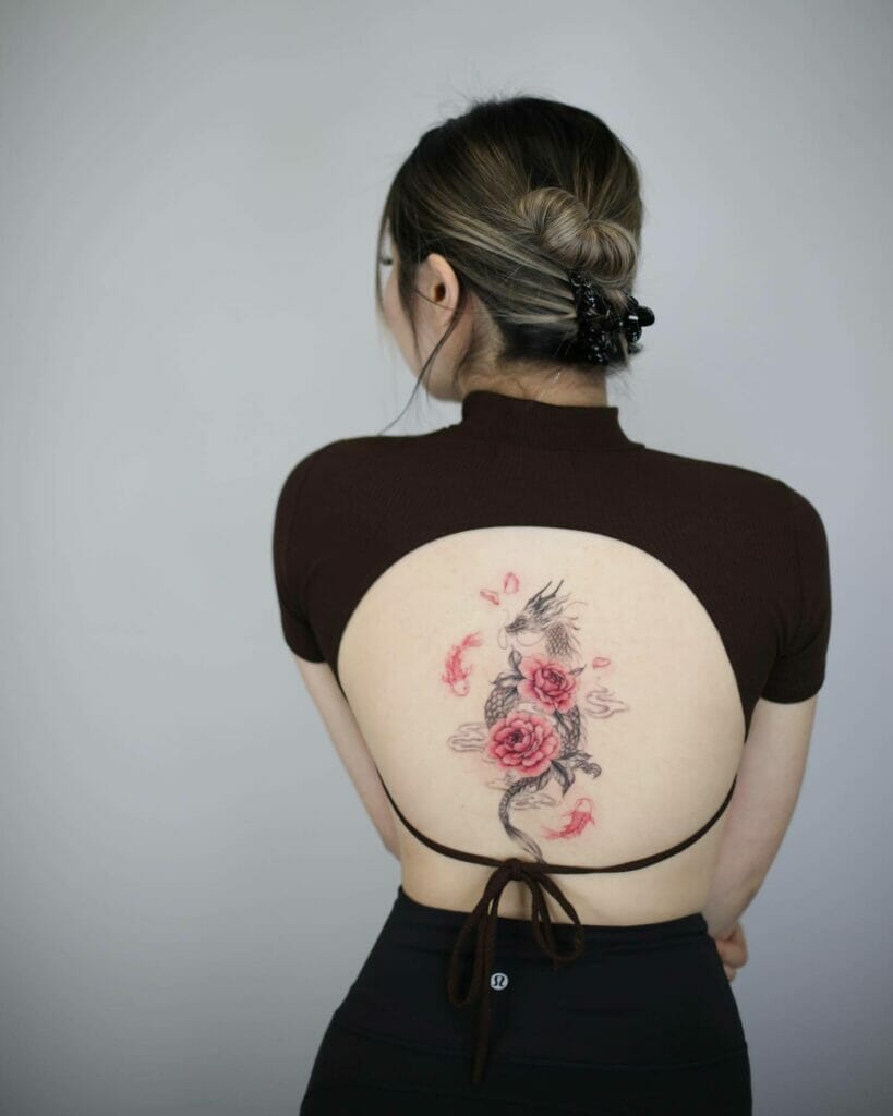 Cherry Blossom Dragon Tattoos For Women