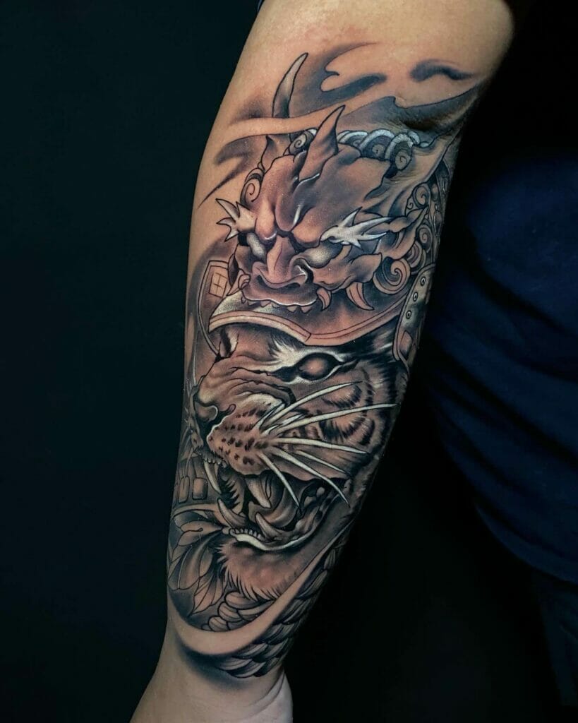 Samurai Tattoos With Tiger Design