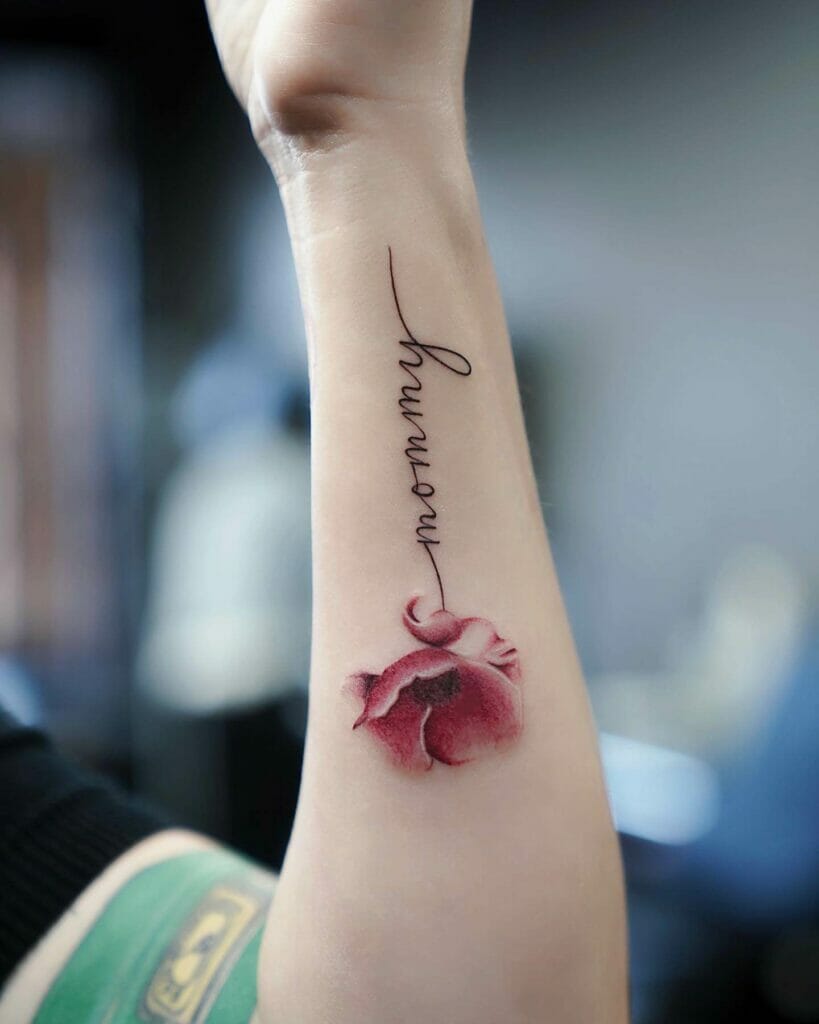 Rose Hand Tattoo With A Word