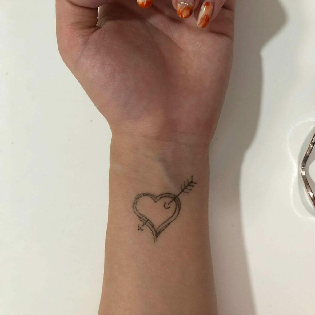Cupid Heart Simple Wrist Tattoo