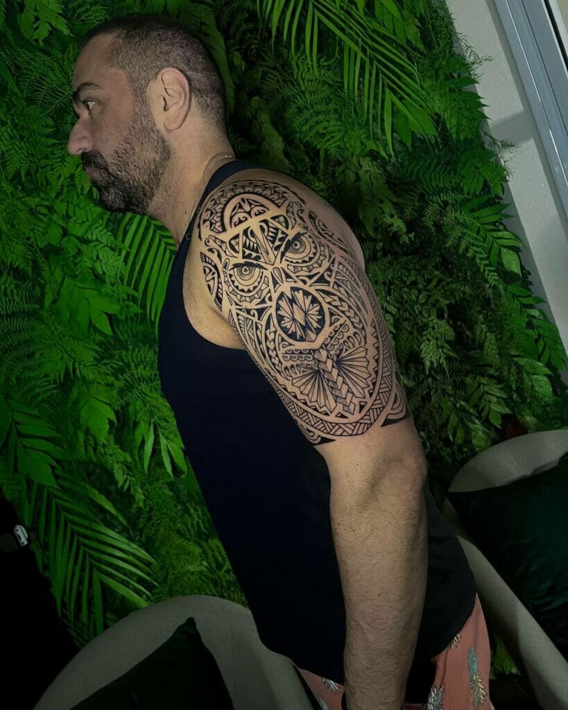 Traditional Owl Maori Tattoo