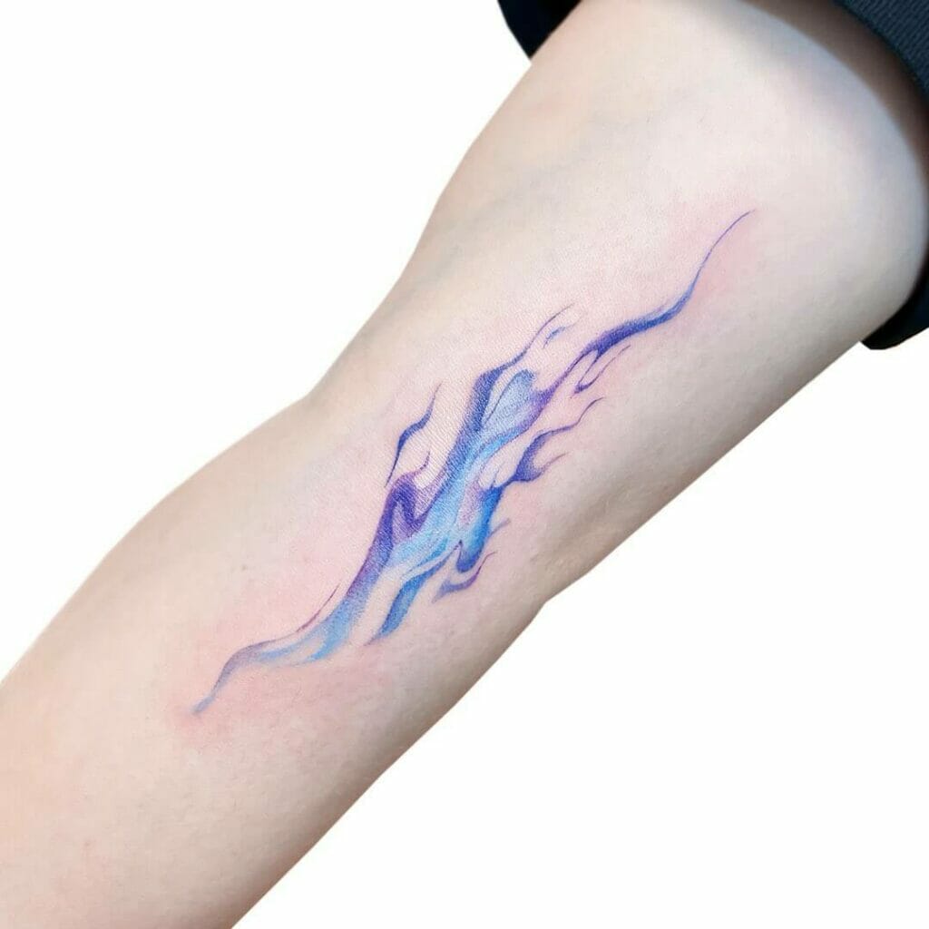 Blue Flame Elbow Tattoos