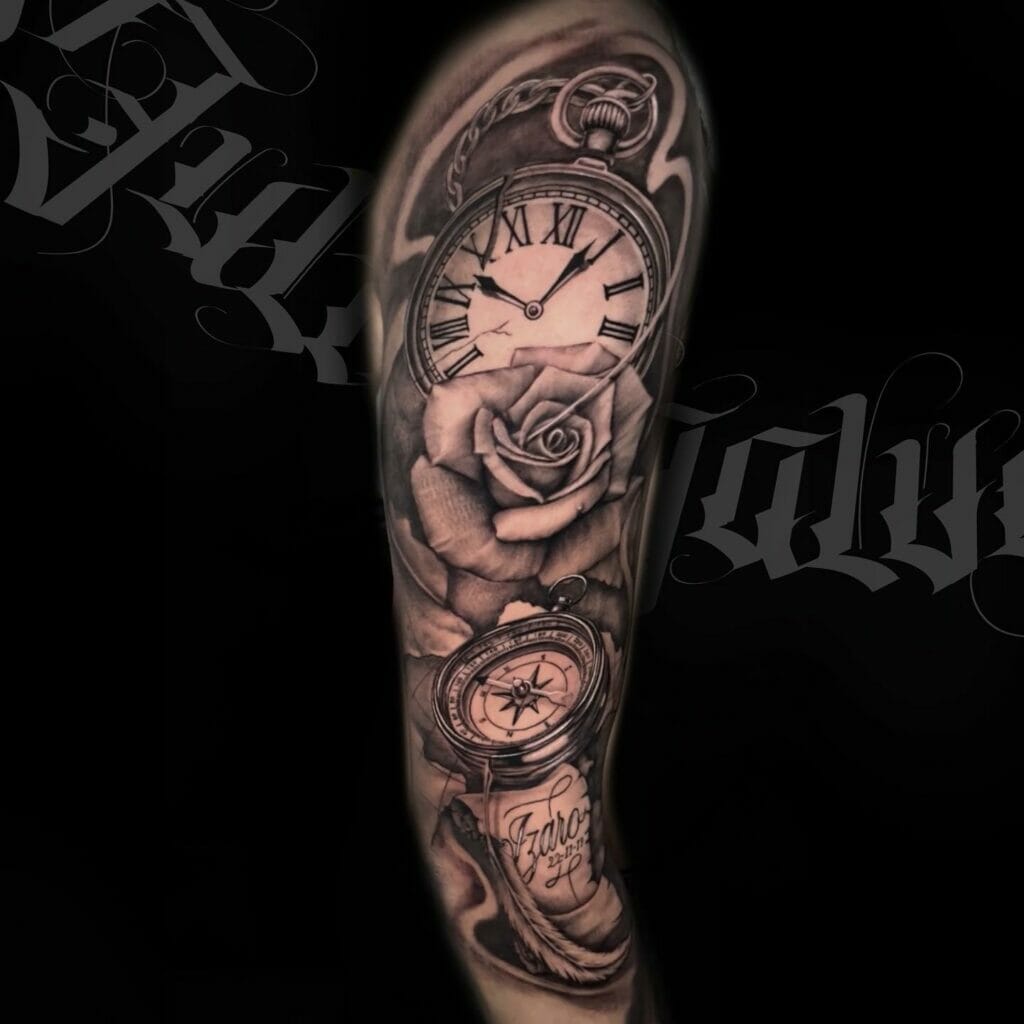 Shoulder Clock Tattoo