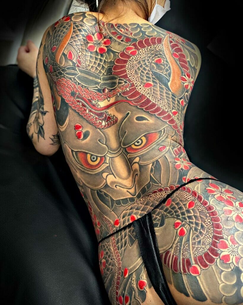 Female Japanese Bodysuit Tattoo