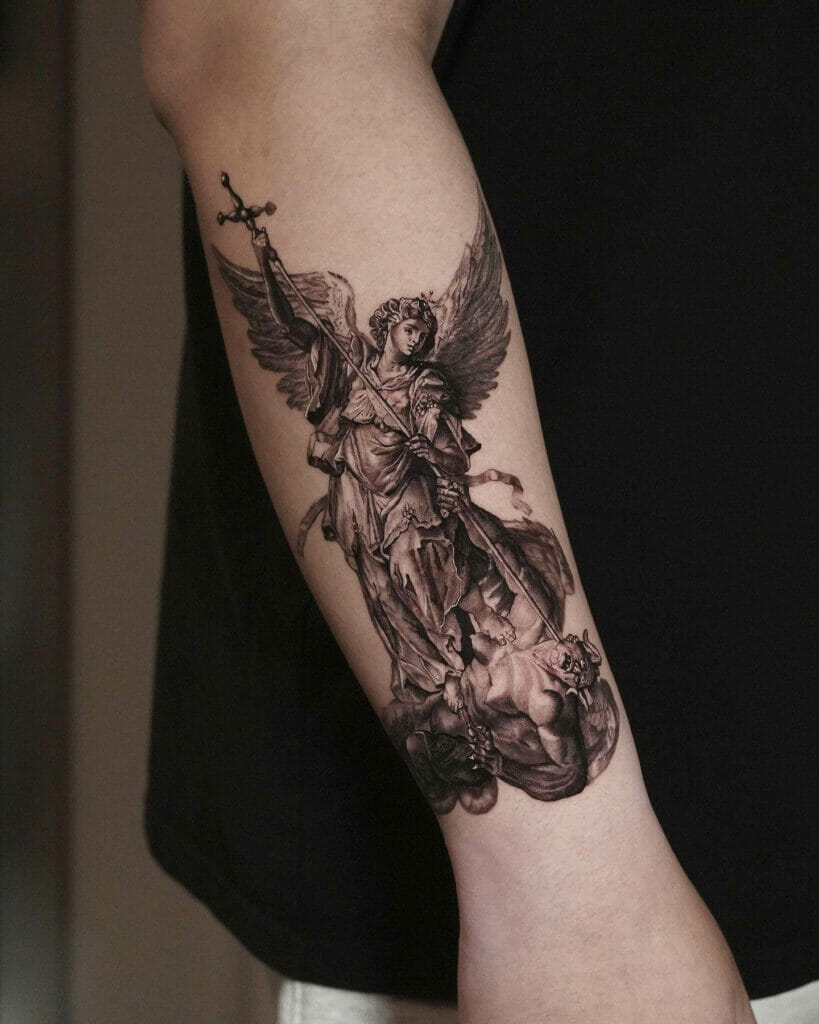 Guardian Angel With Sword Tattoo