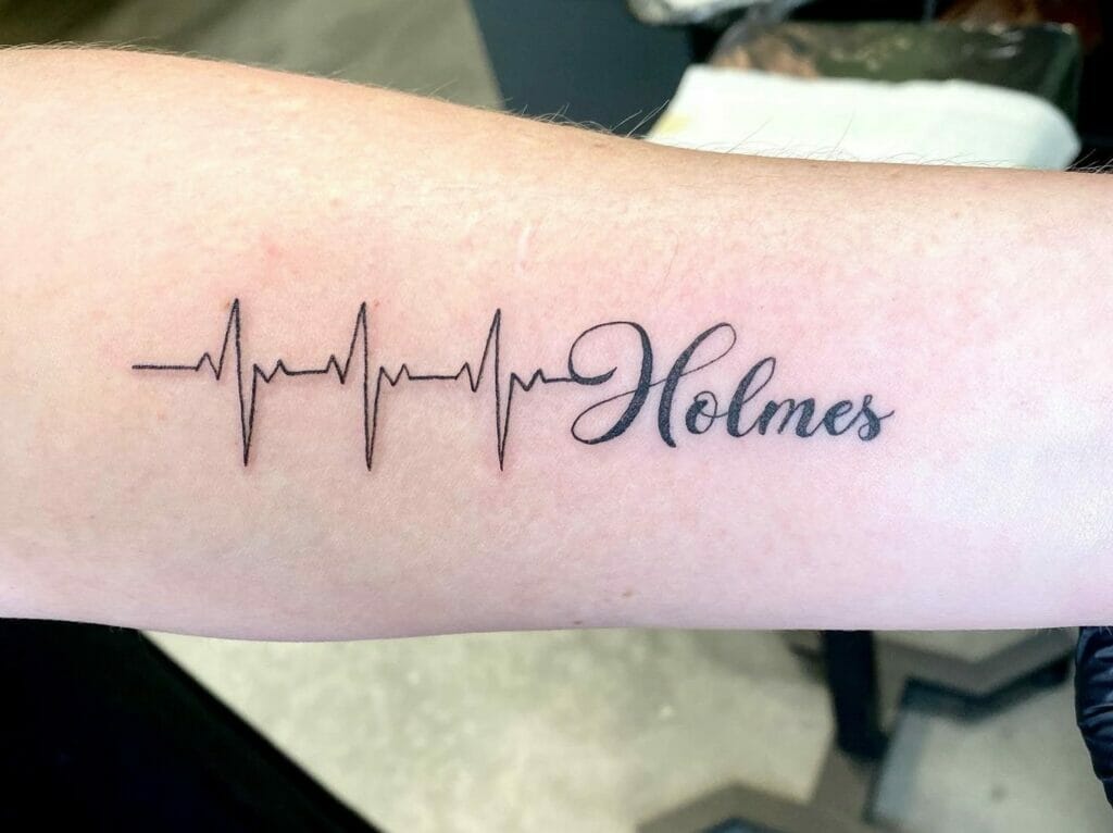 Name Heart Beat Tattoo