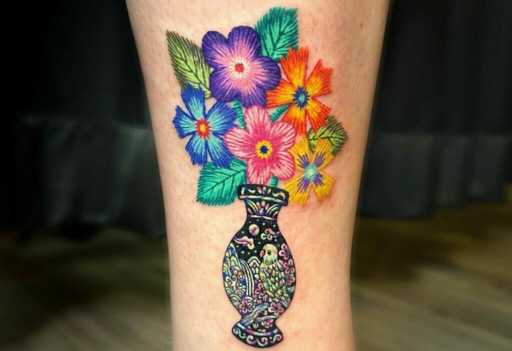 Flower Embroidery Tattoo