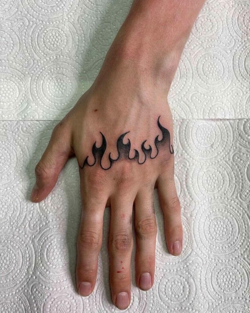 Finger Flame Tattoo