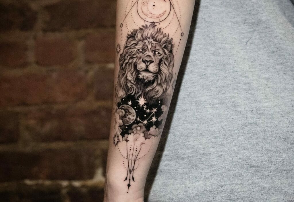 Women's Unique Lion Tattoo