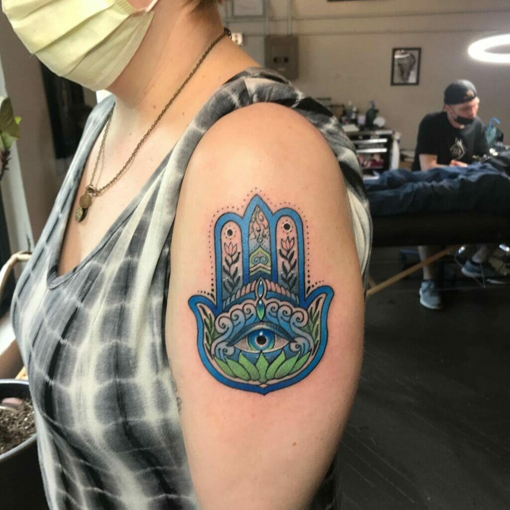Hamsa Hand Tattoo With Lotus Mandala