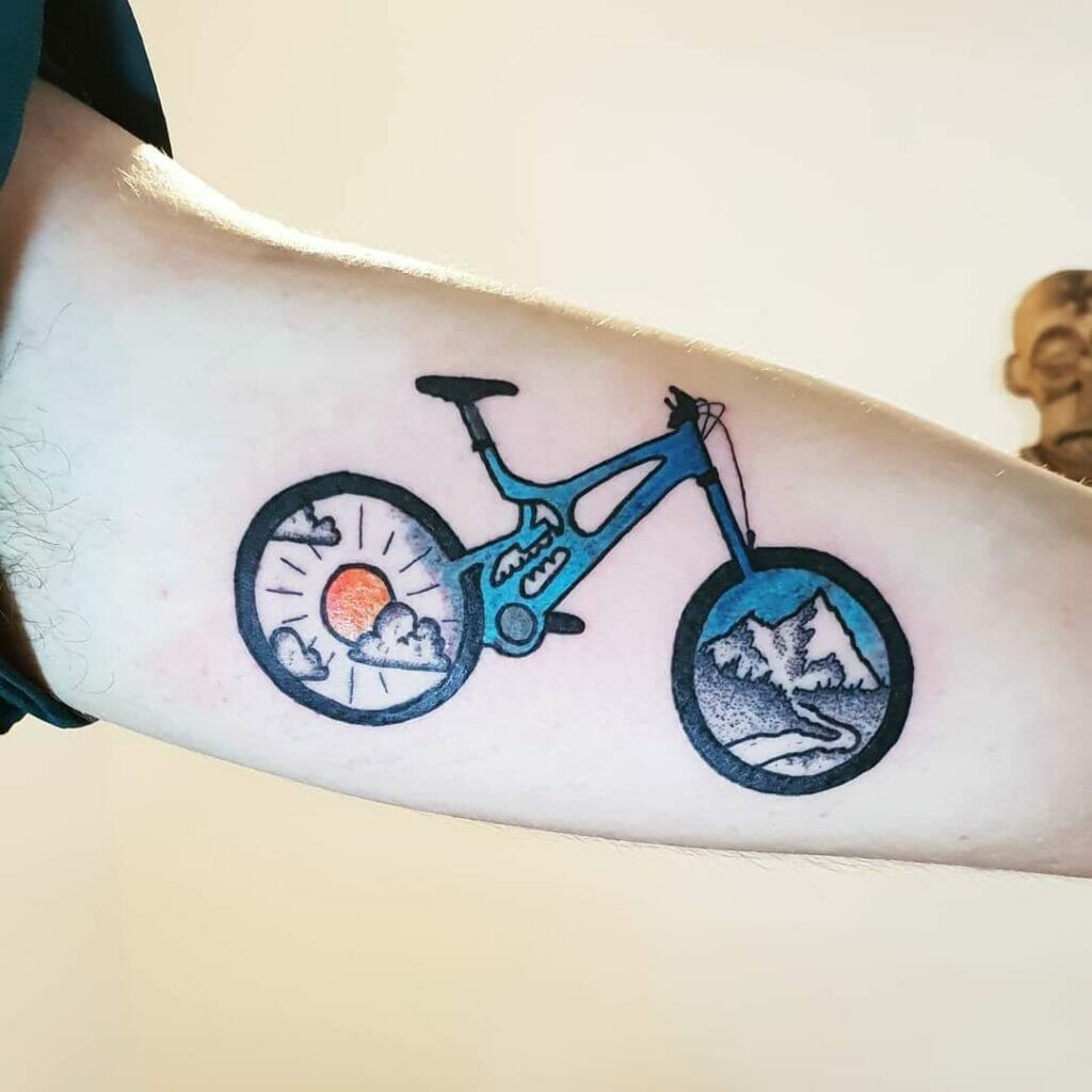 Blue Mountain Bike On The Arm