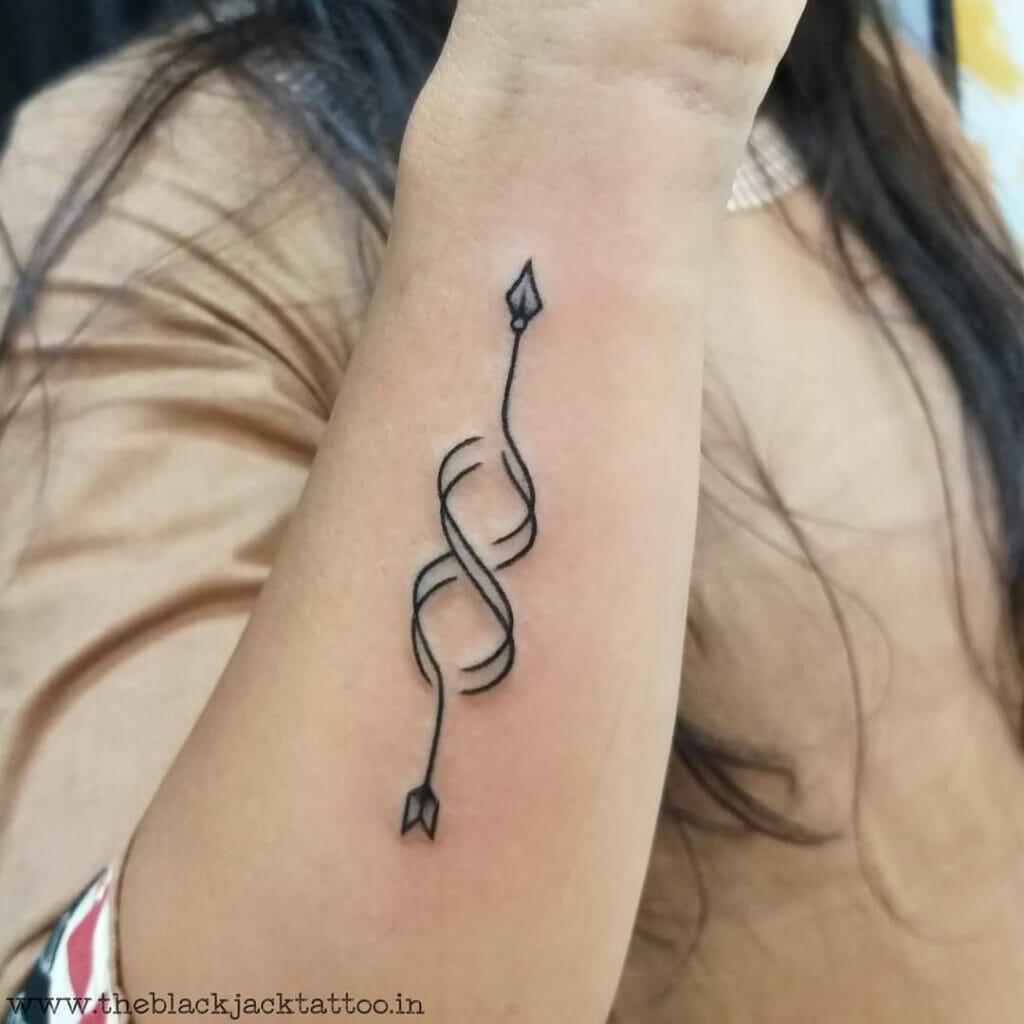 Double Infinity Tattoo Design With Arrow