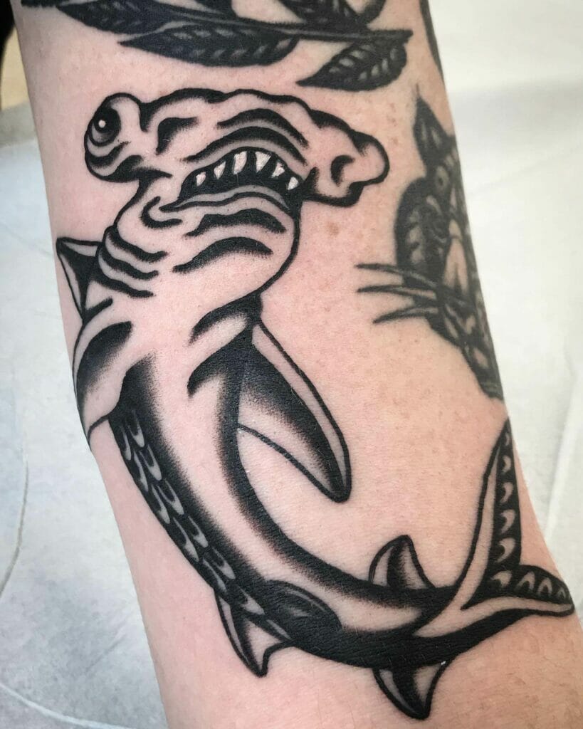 Old-school Traditional Hammerhead Shark Tattoos
