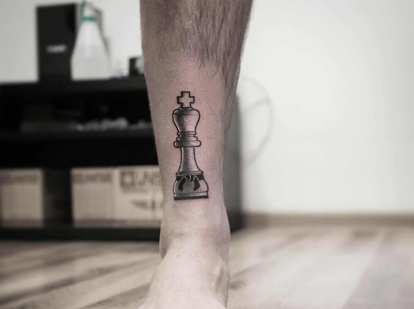King Chess Piece by Jooa Tattoo originally from Seoul Korea but visiting  NYC  rtattoos