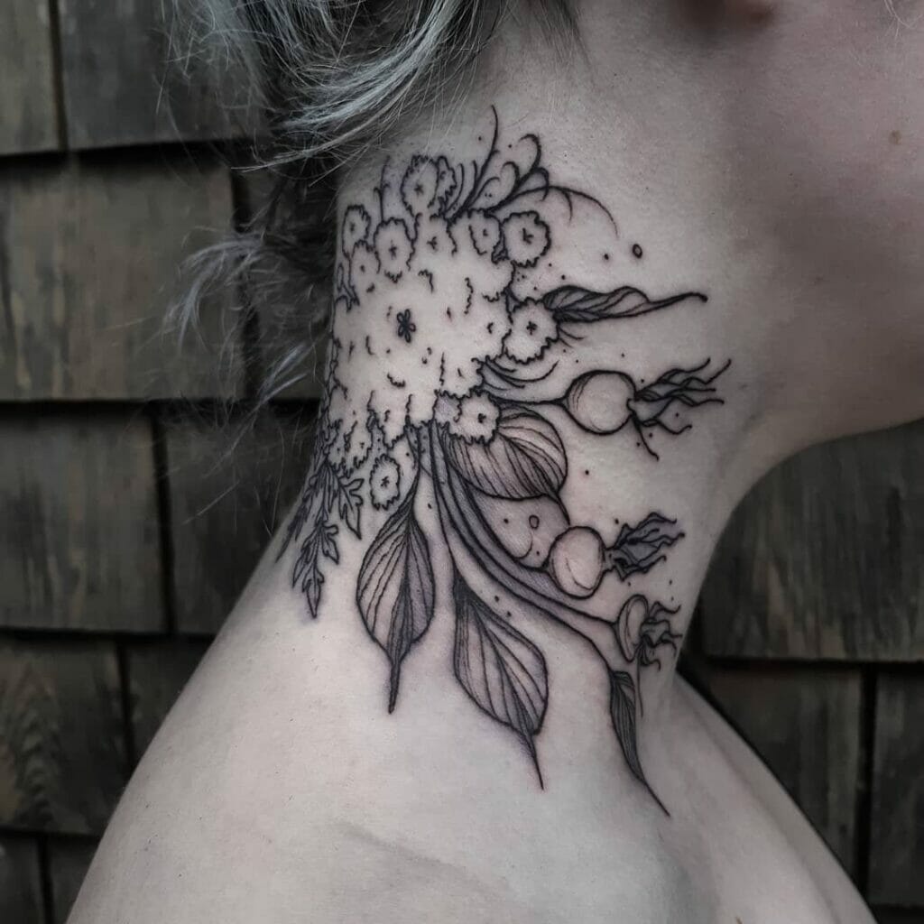 Rosehips Floral Tattoo