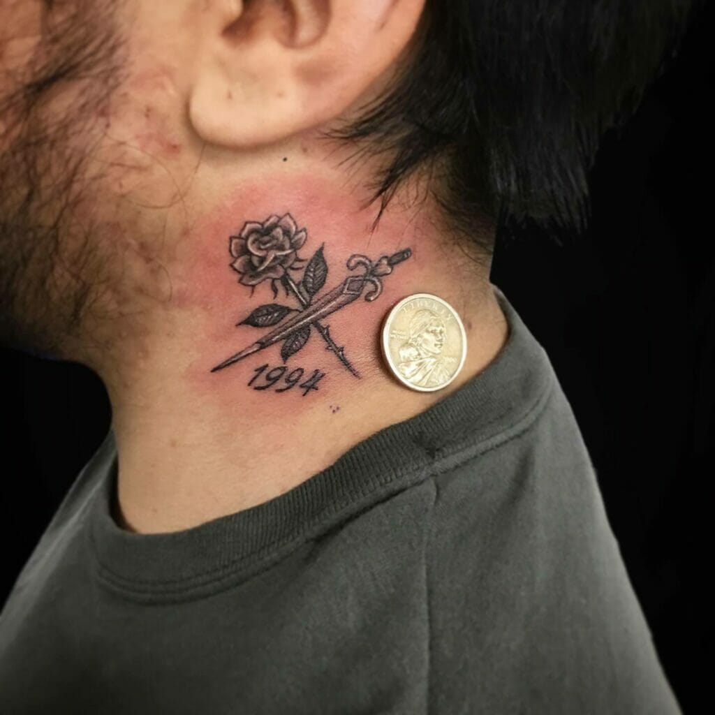Behind The Ear Dagger Tattoo