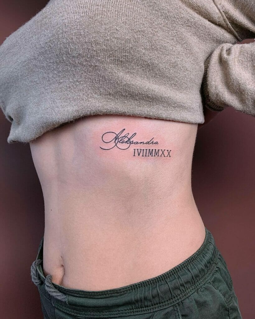 Child's Name Tattoo With Birth Date