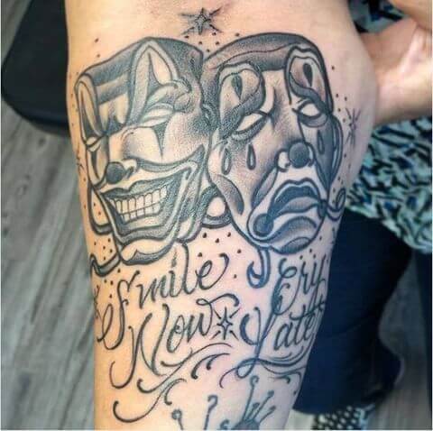 Gigantic Smile Now Cry Later Tattoo Design