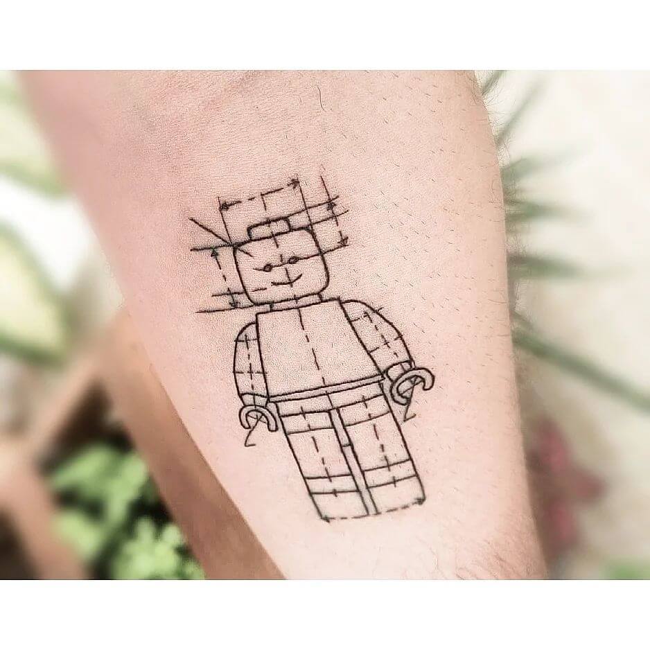 Cute Schematic Lego Tattoo On Hand