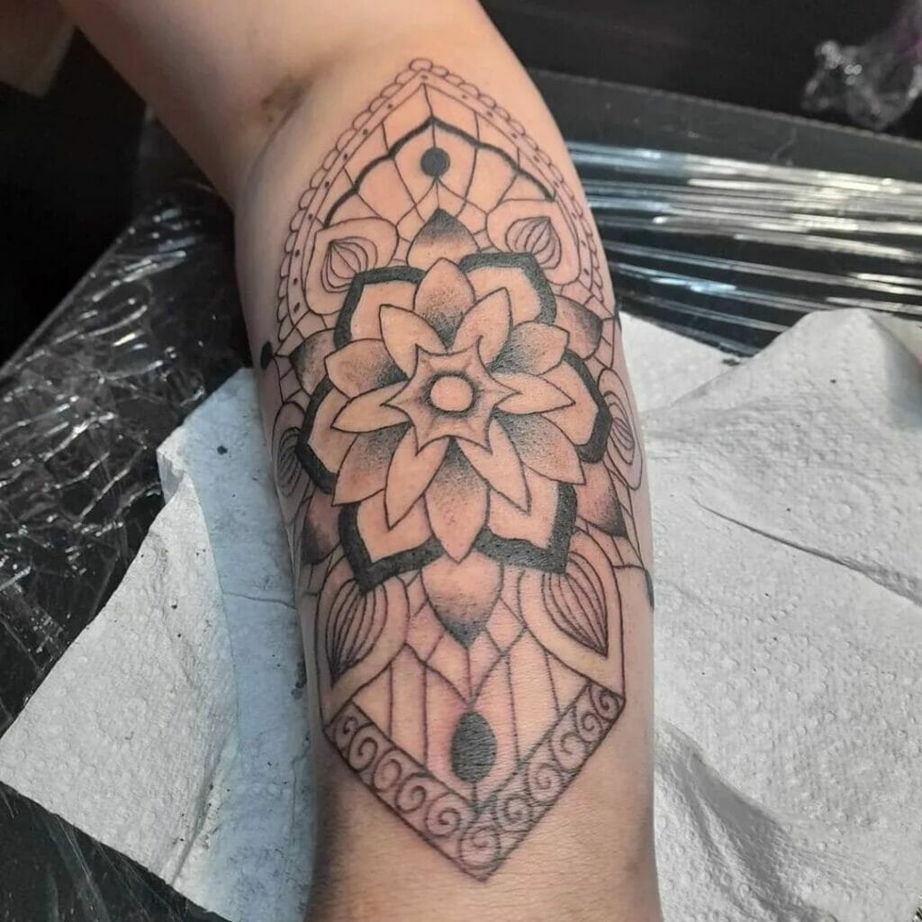 Big Piece Mandala Tattoo Stencil On Forearm     