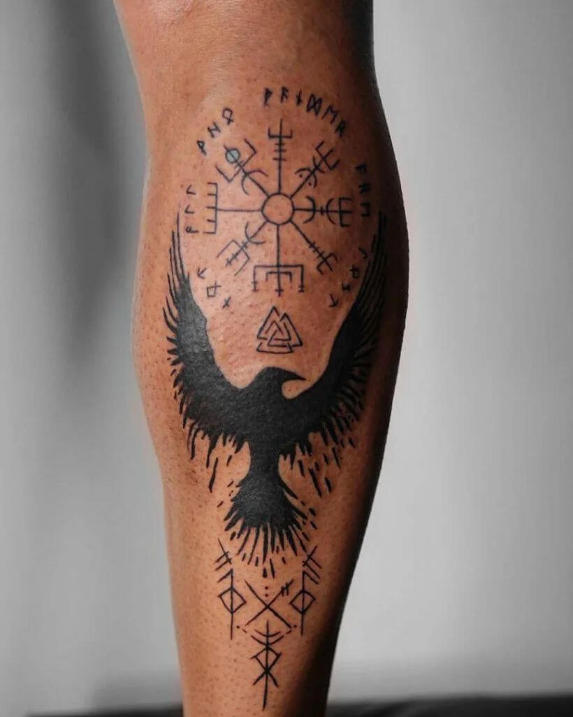 Celtic rune symbol leg tattoo designs