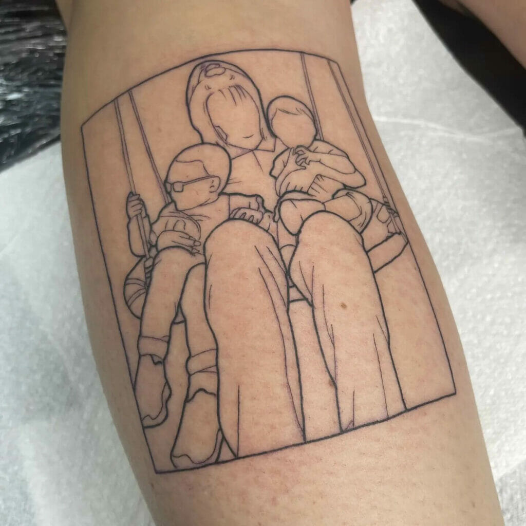 Family Inspired Picture Outline TattooFamily Inspired Picture Outline Tattoo