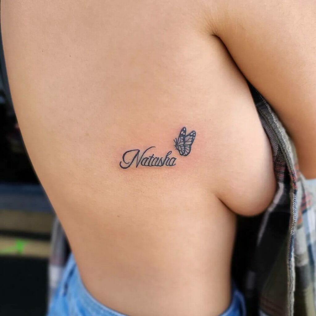 Female Name Tattoo With A Butterfly