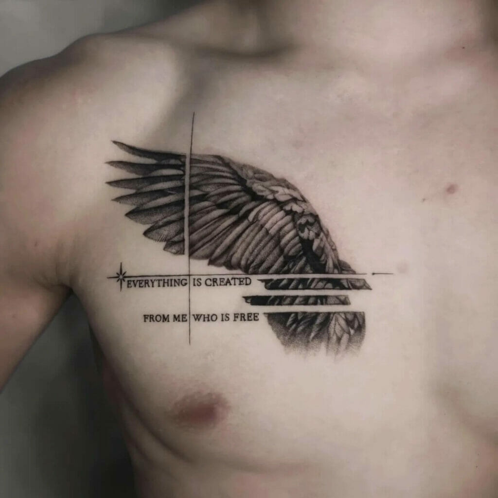 Classy Name Tattoo Ideas With Wing Sign