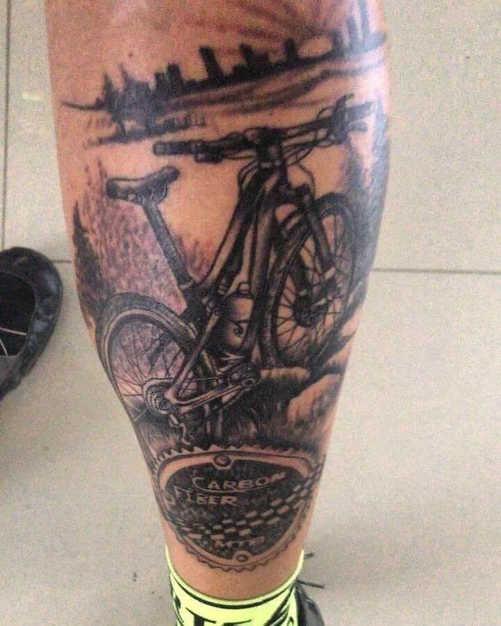 Mountain Bike Tattoo With Dark Black Shade