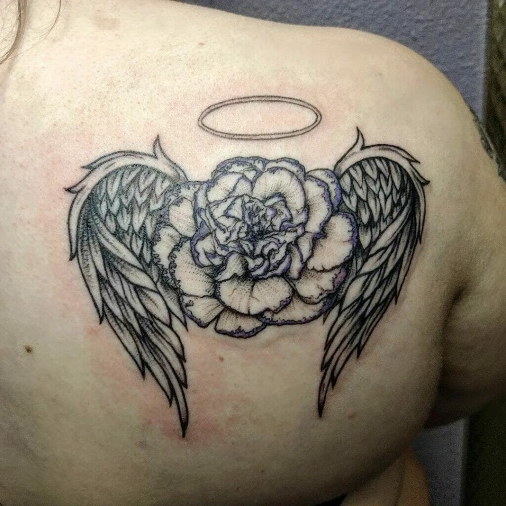 Rose And Angel Wings Tattoo