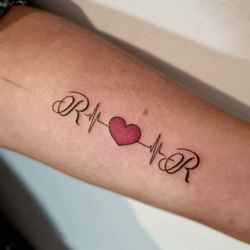 Beautiful Heartbeat Initials Tattoo Ideas