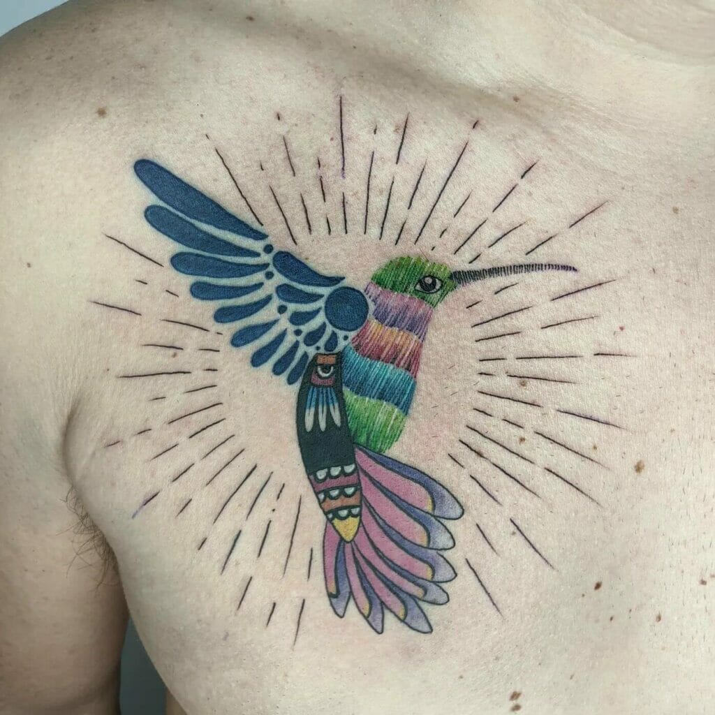 Colorful Hummingbird Tattoo