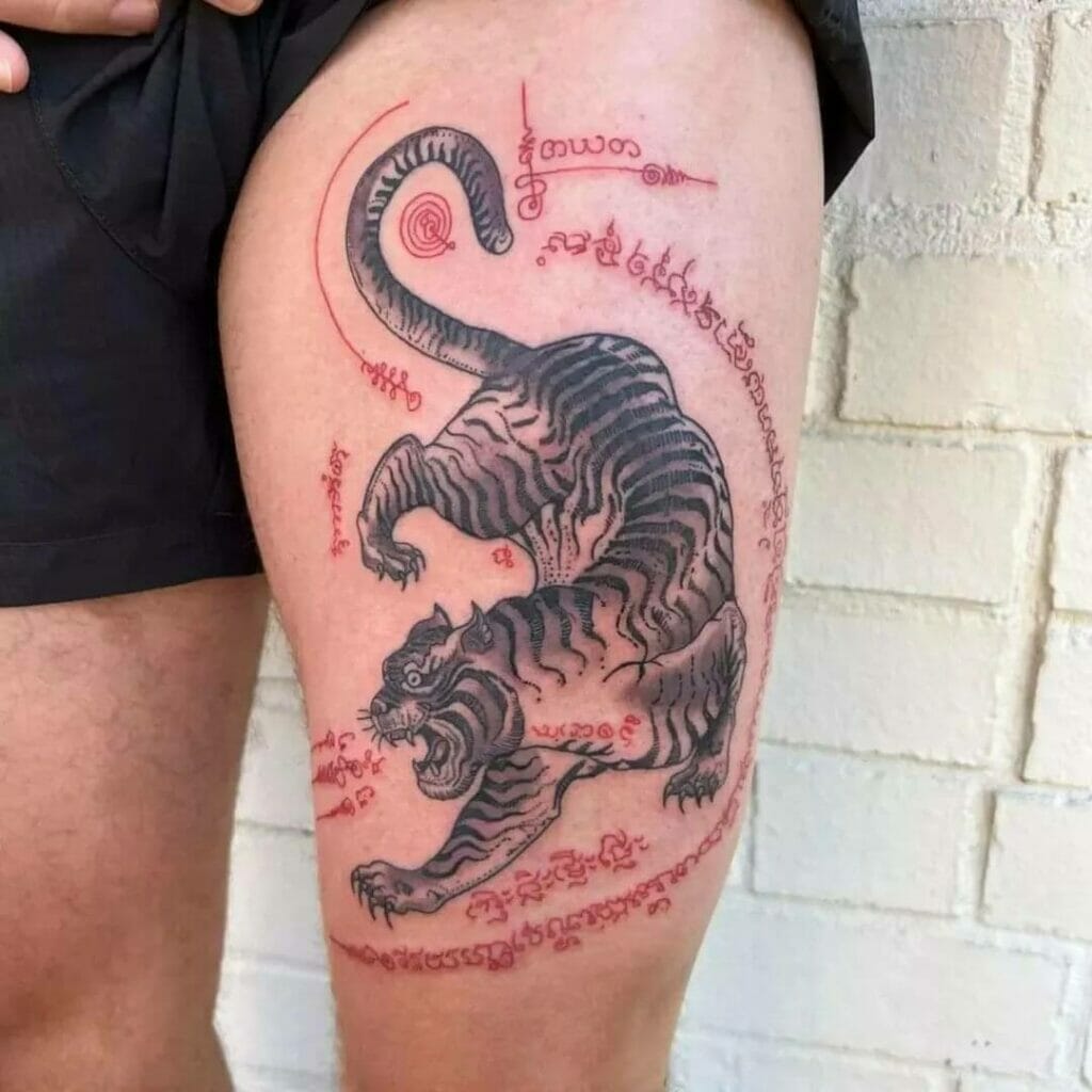 Coloured Thai Tiger Tattoo