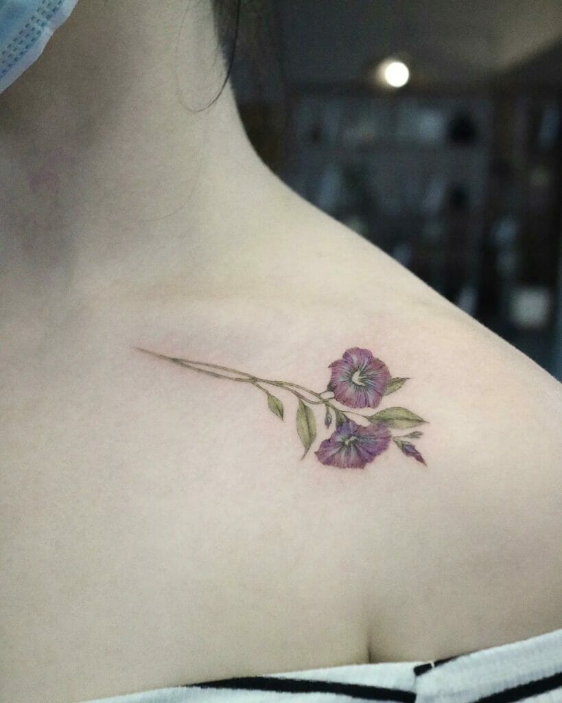 Flower Collarbone Tattoos Made In The Watercolor Style