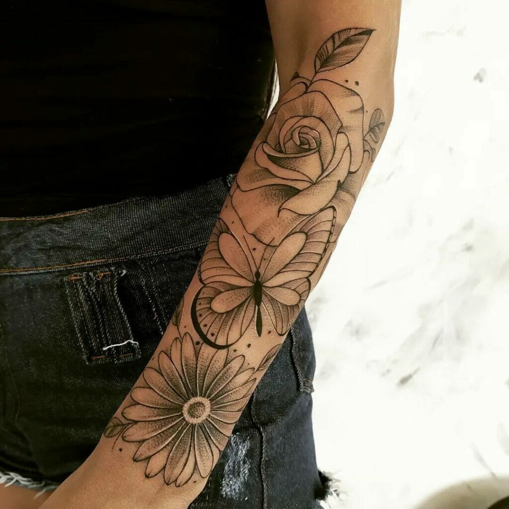 Sunflower Side Wrist Tattoo For Women