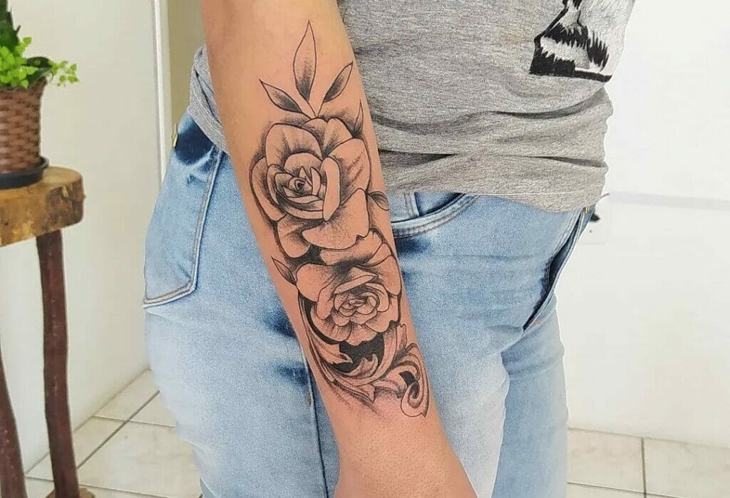 Forearm Female Rose Tattoo