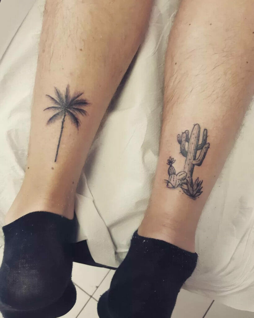 Cute Cactus Tattoo Design With Black Ink And A Script
