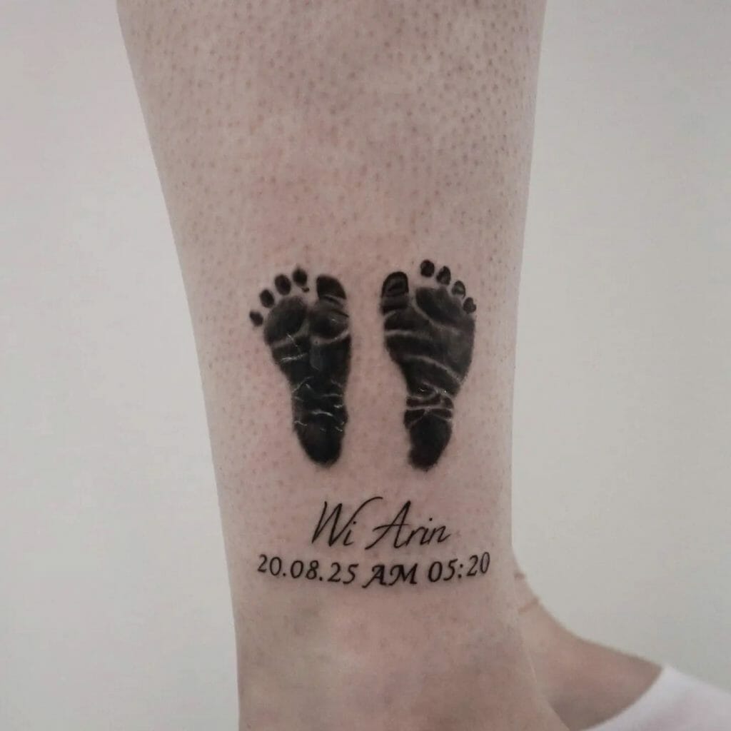 Baby Feet With Name Tattoos