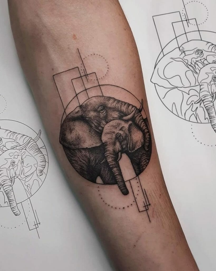 Elephant Tattoos With Trunks Intertwined