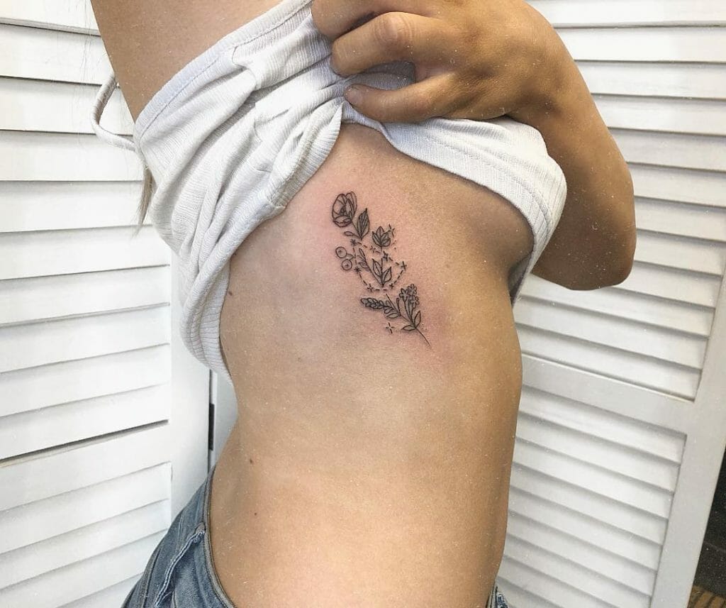 Floral Capricorn Constellation Tattoo Design Idea