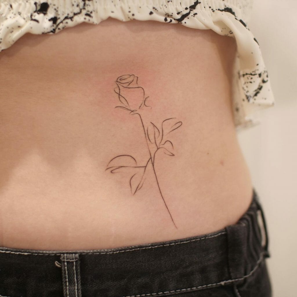 Tatuaje De Línea Fina De Flor