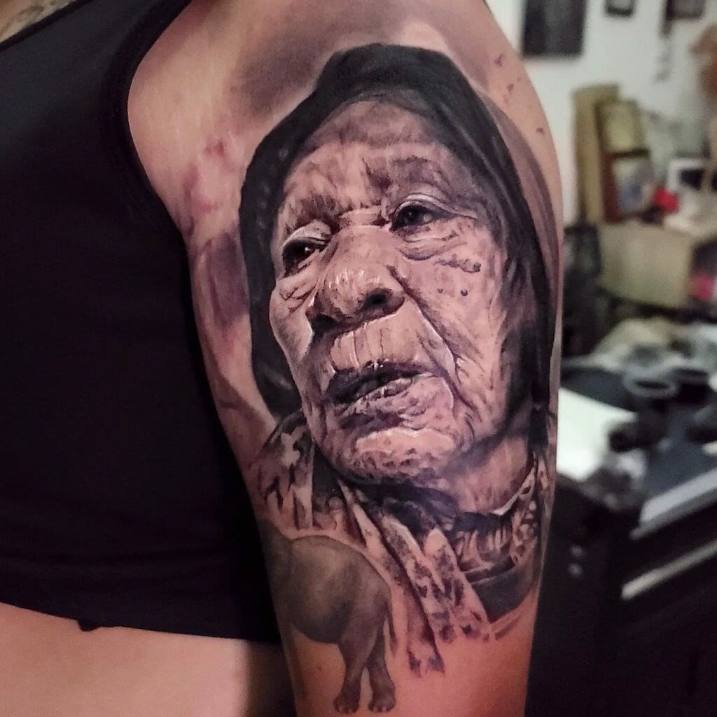 Grandma Portrait Tattoo