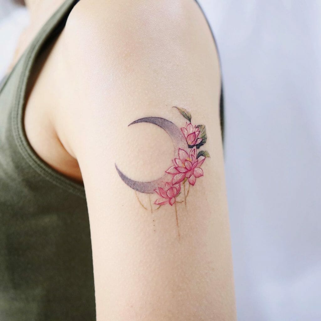 Lotus And Moon Tattoo