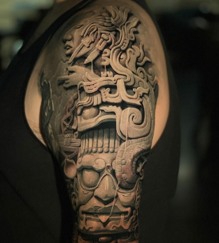 Realistic Mayan Style Tattoo Art
