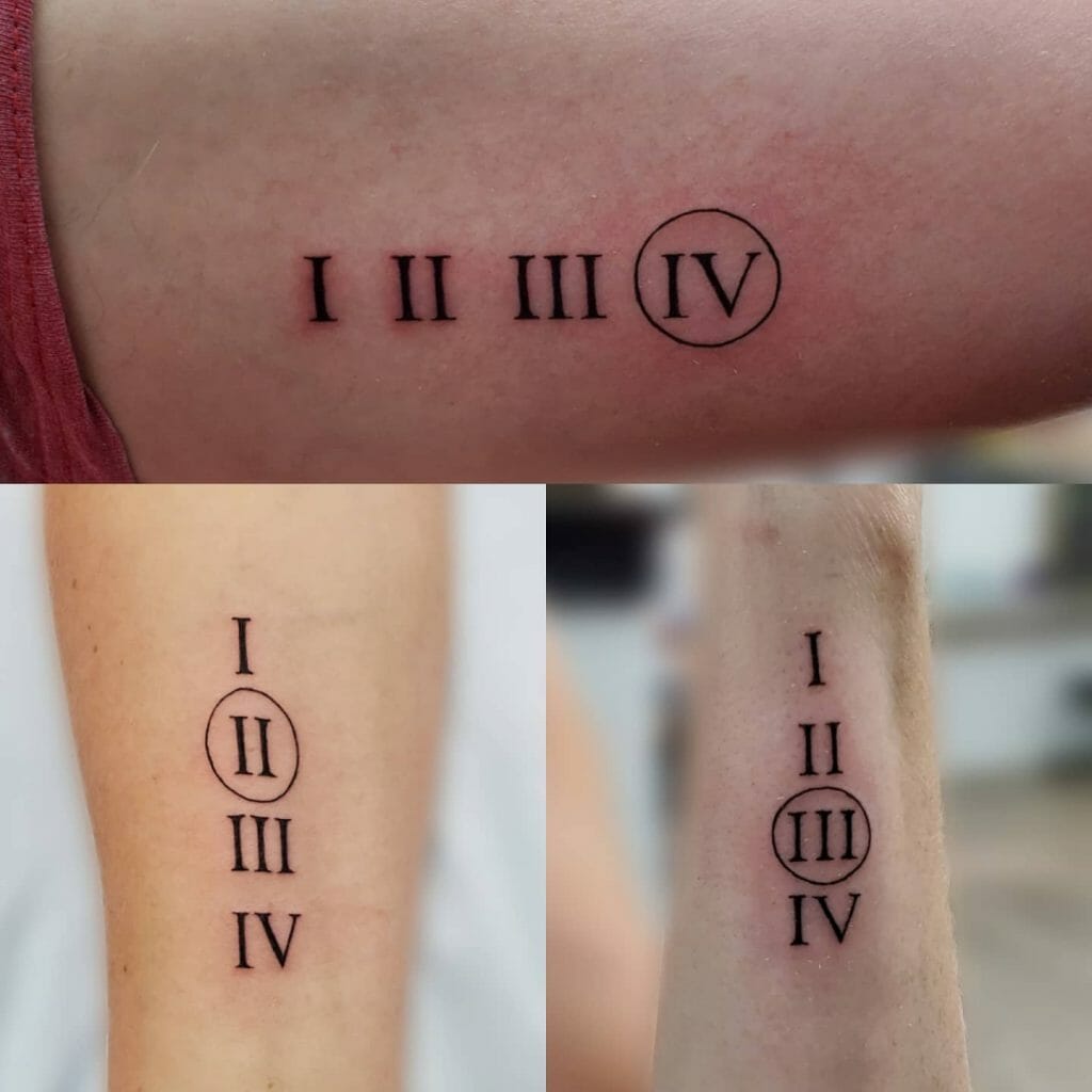 Siblings' Roman Numeral Tattoos ideas