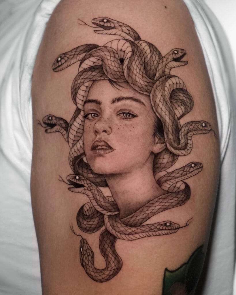 Simple Medusa Hand Tattoo