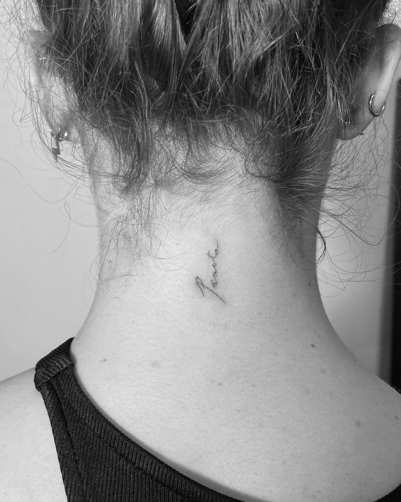 Simple Name Tattoo On Neck