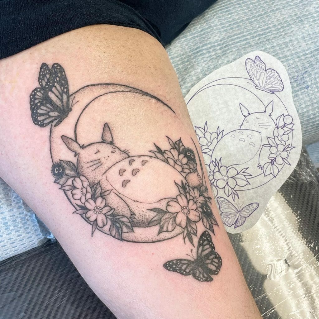 Totoro And Butterfly Tattoos