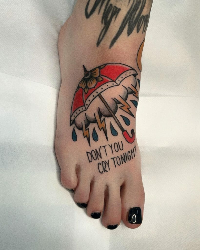 Traditional Foot Tattoos With Quotes