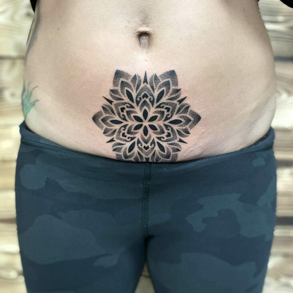 Woman's Body Mandala C Section Cover-Up Tattoo